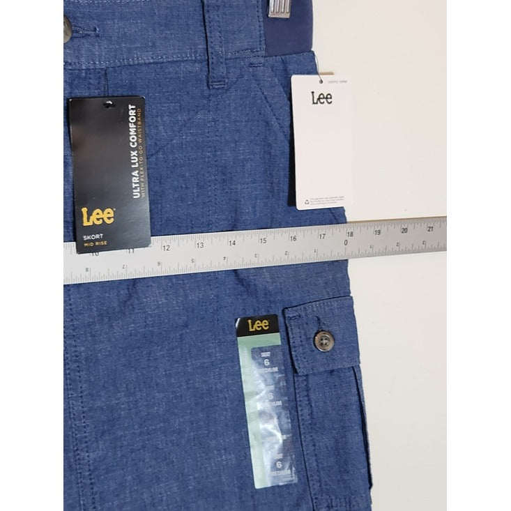 Lee Chambray Blue Cargo Skort Size 6 NWT