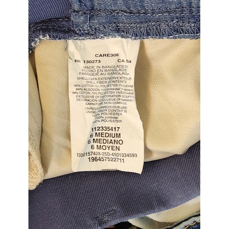 Lee Chambray Blue Cargo Skort Size 6 NWT