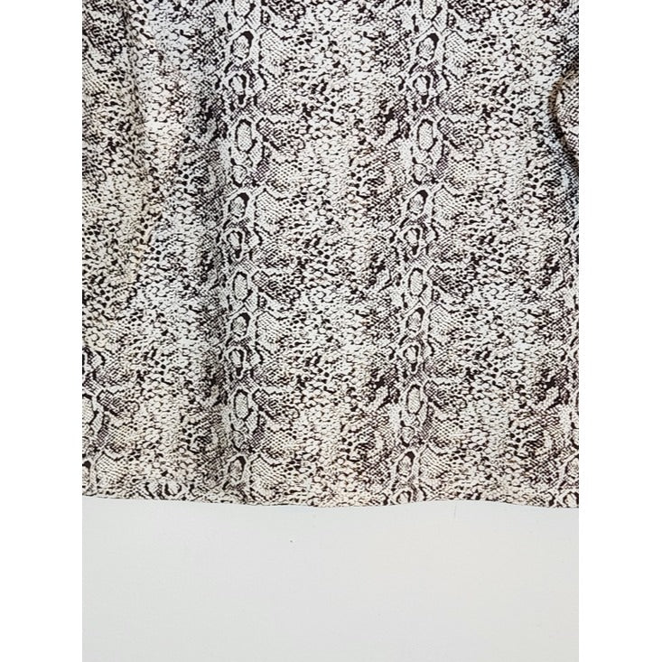 Kim Rogers Cream and Brown Snakeskin Print Tee Size Petite XL NWT