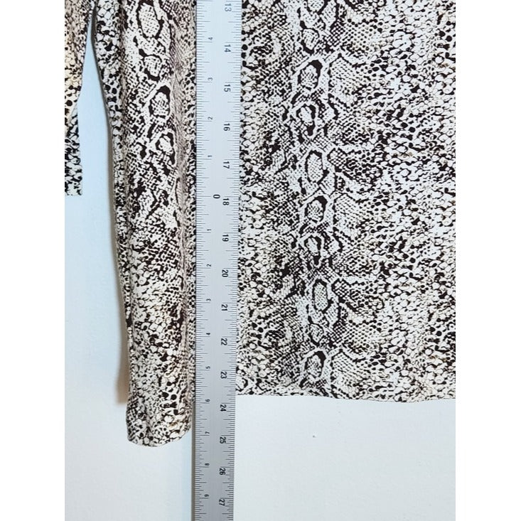Kim Rogers Cream and Brown Snakeskin Print Tee Size Petite XL NWT