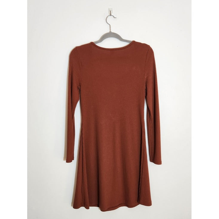 Old Navy Brown Ribbed Knit Mini Dress Size Small