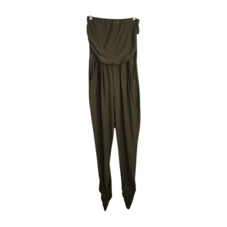Derek Heart Draped Olive Green Strapless Jumpsuit Size Small NWT