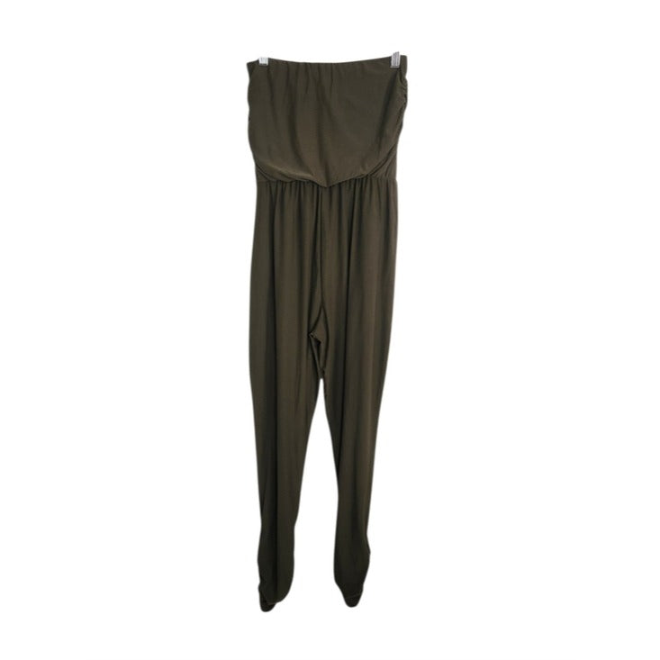 Derek Heart Draped Olive Green Strapless Jumpsuit Size Small NWT