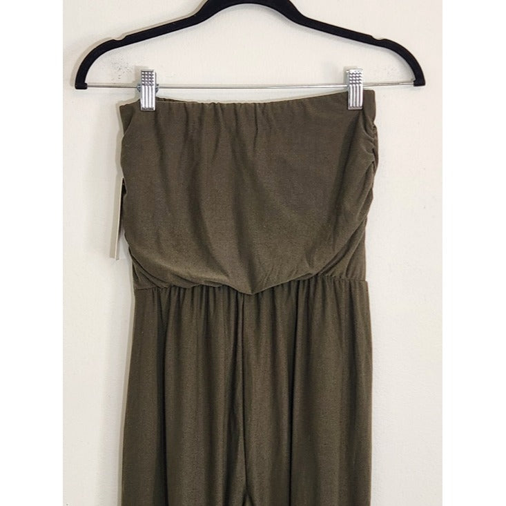 Derek Heart Draped Olive Green Strapless Jumpsuit Size Small NWT