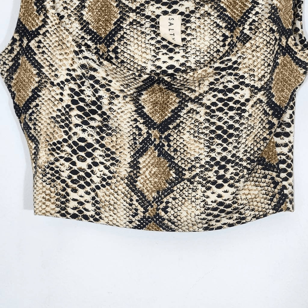 Salty by Andie Snakeskin Print Cropped Tank Top Size Small Snakeskin Fitted Tank