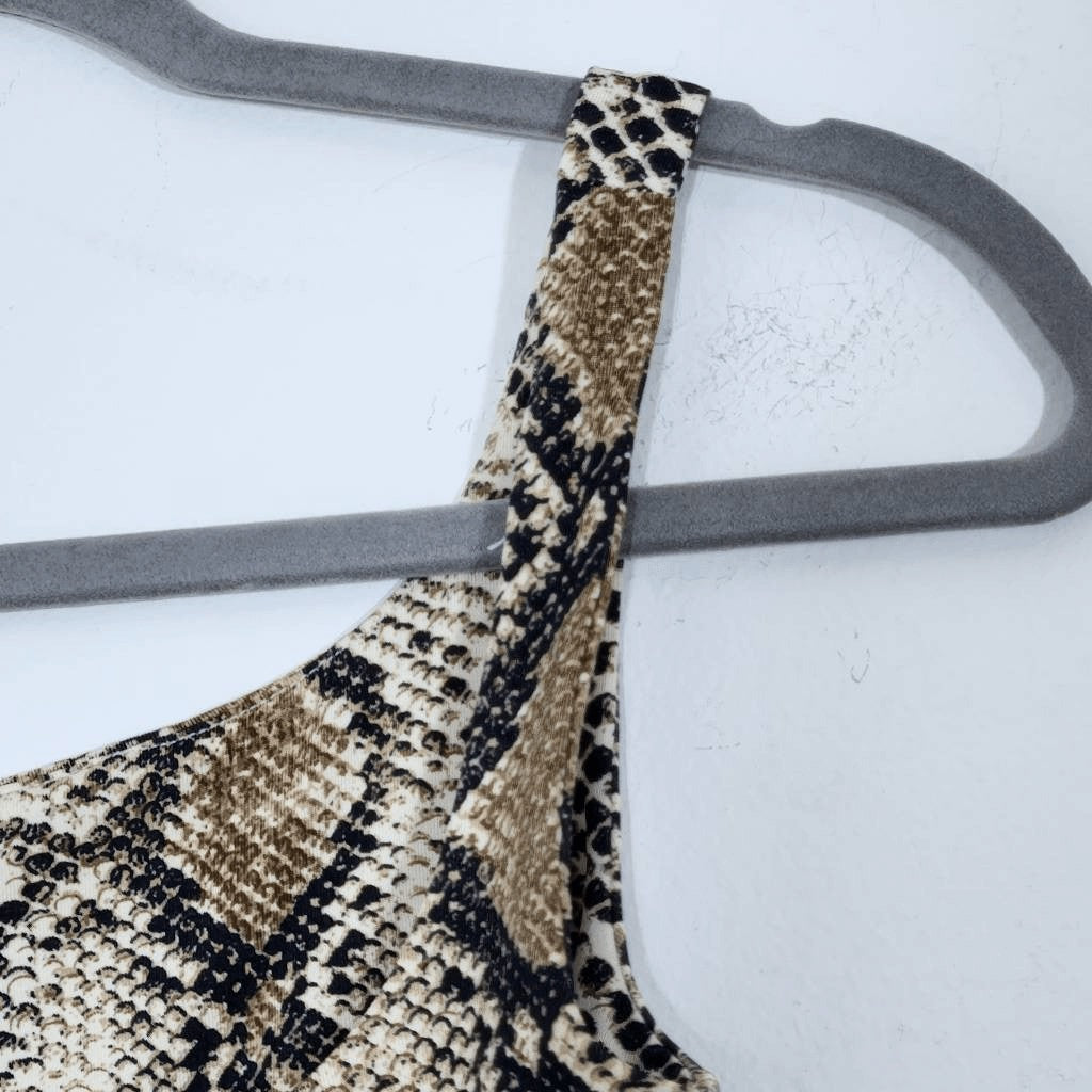 Salty by Andie Snakeskin Print Cropped Tank Top Size Small Snakeskin Fitted Tank