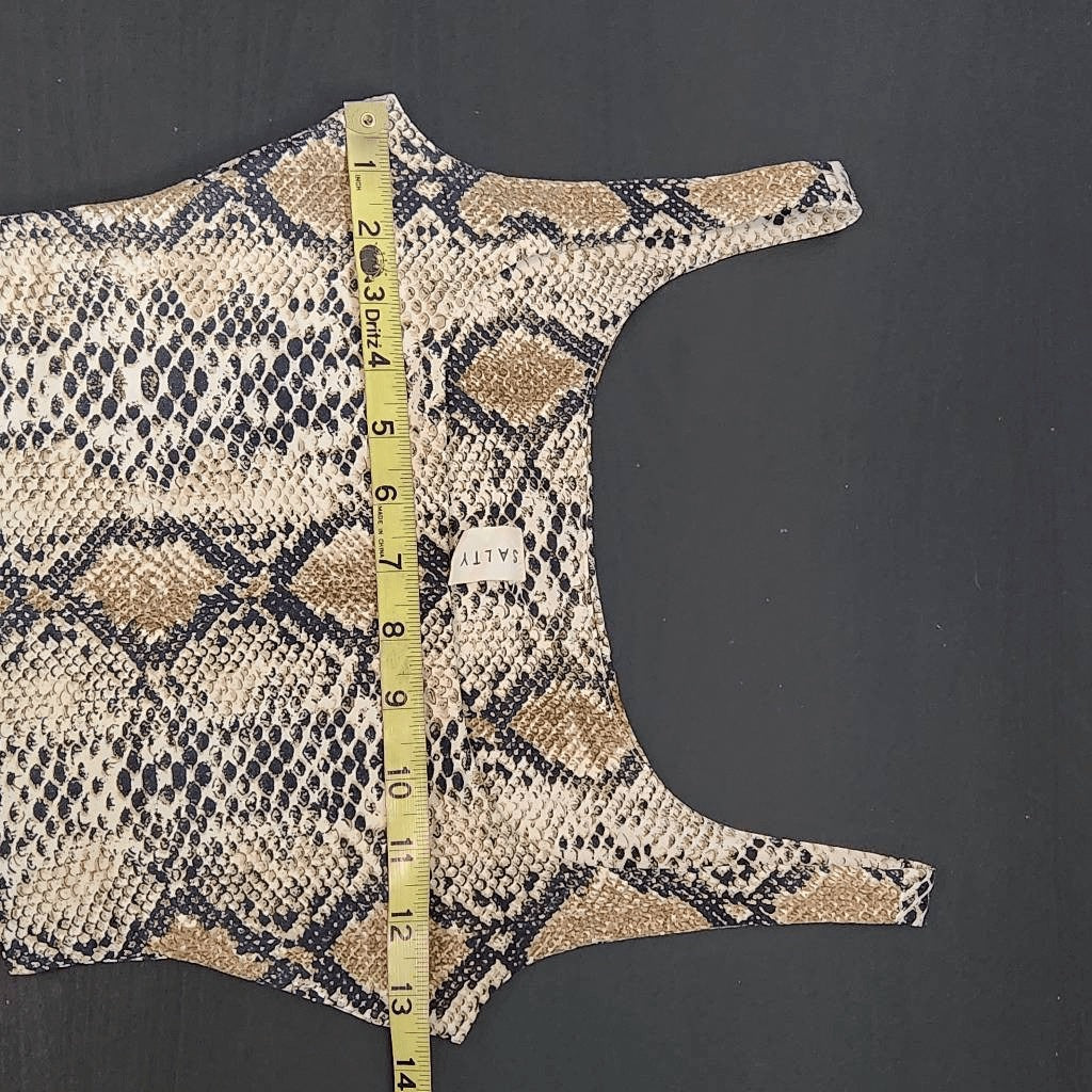 Salty by Andie Snakeskin Print Cropped Tank Top Size Small Snakeskin Fitted Tank