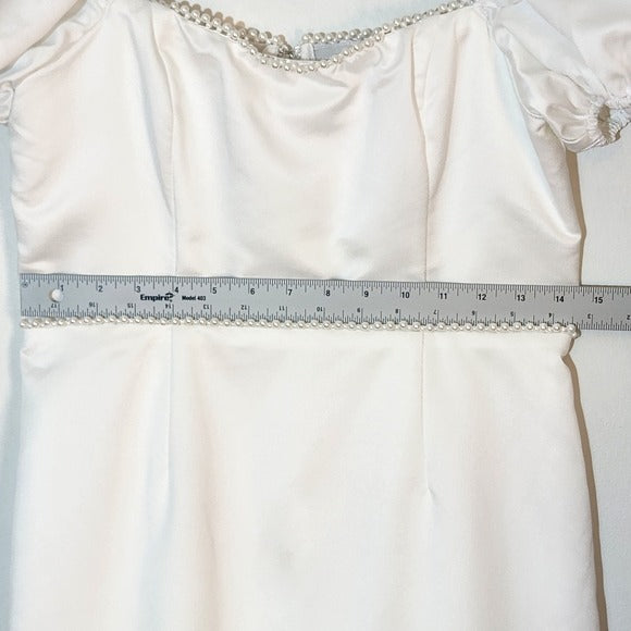 Lulus White Satin Mini Dress Size Medium Bridal Puffy Sleeve Cocktail Dress