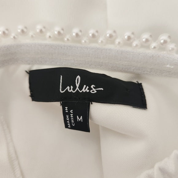 Lulus White Satin Mini Dress Size Medium Bridal Puffy Sleeve Cocktail Dress