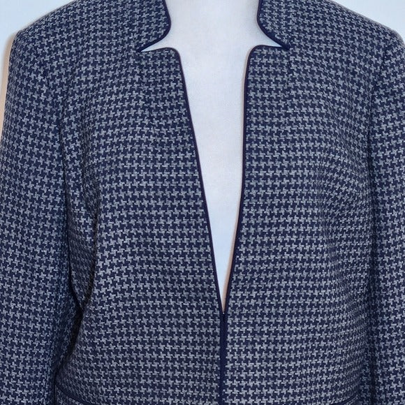 Talbots Navy Houndstooth Blazer Size 6 Navy Collarless Suit Jacket