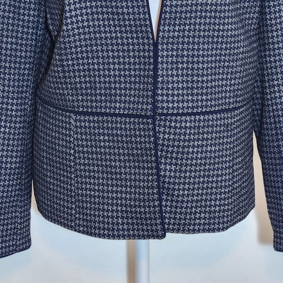 Talbots Navy Houndstooth Blazer Size 6 Navy Collarless Suit Jacket