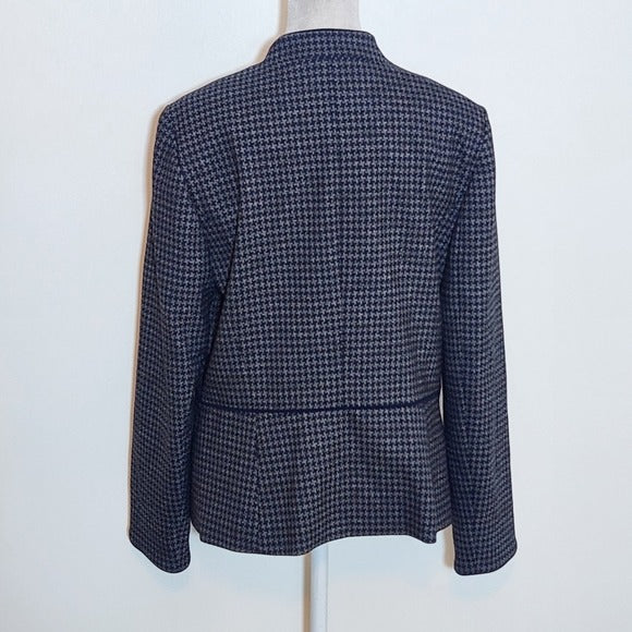 Talbots Navy Houndstooth Blazer Size 6 Navy Collarless Suit Jacket