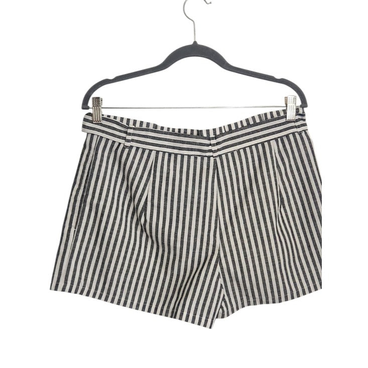 Love Tree Black and White Striped Paperbag Shorts Size Large