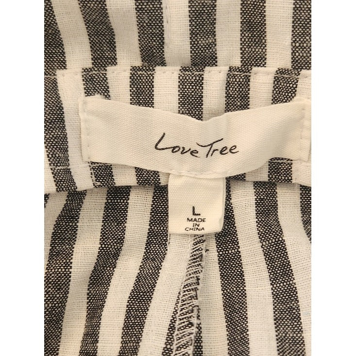 Love Tree Black and White Striped Paperbag Shorts Size Large