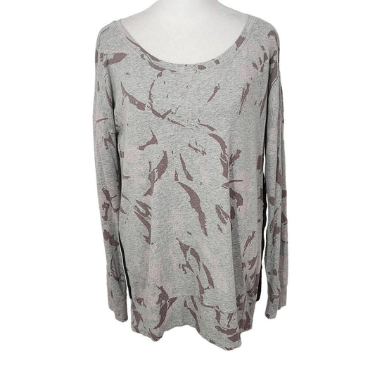 Calvin Klein Gray Athletic Tee Size Medium Gray and Pink Print Long Sleeve Tee