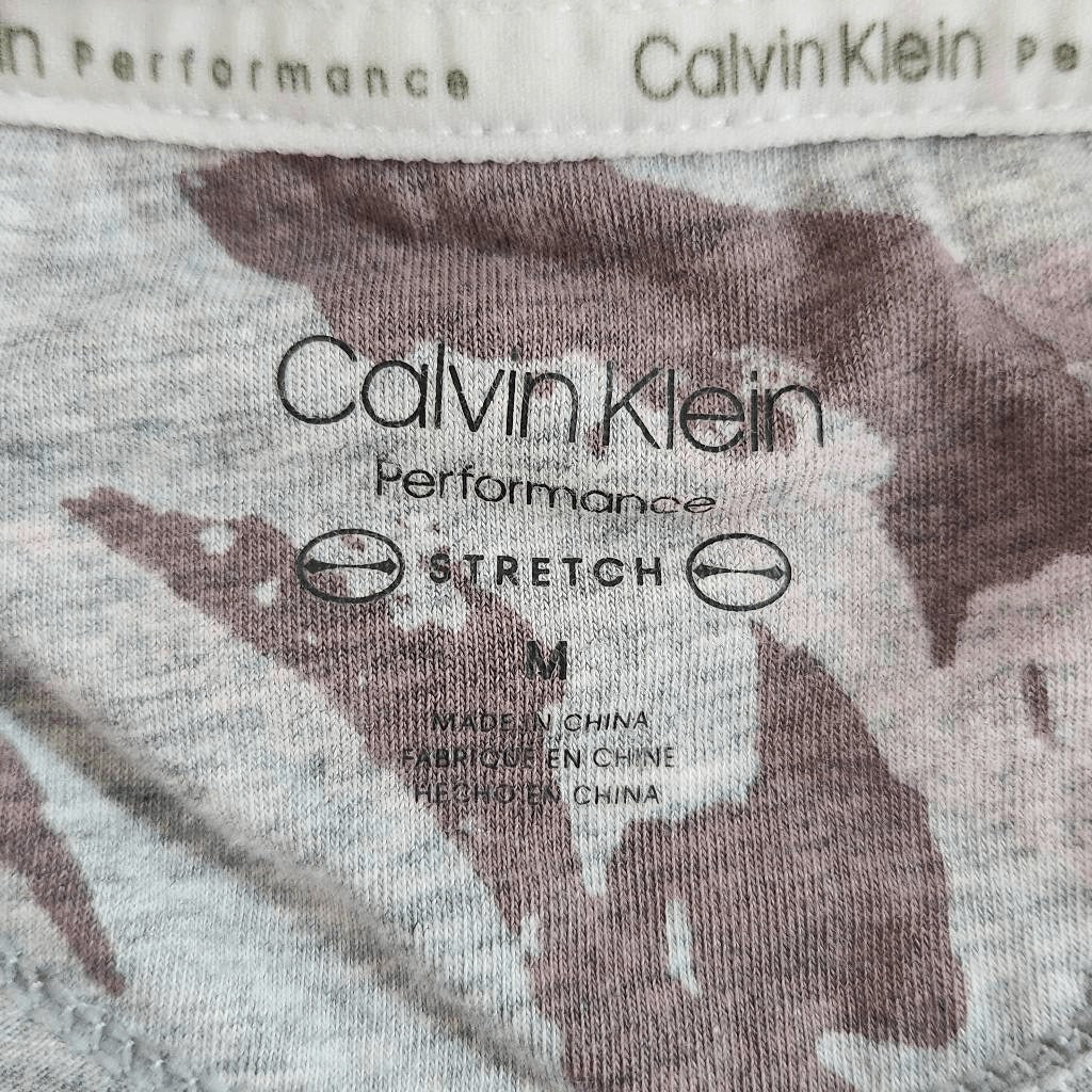 Calvin Klein Gray Athletic Tee Size Medium Gray and Pink Print Long Sleeve Tee