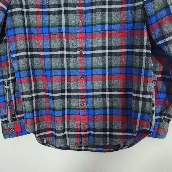 Express Gray Plaid Flannel Shirt Size Small Plaid Button-Down Flannel Shirt