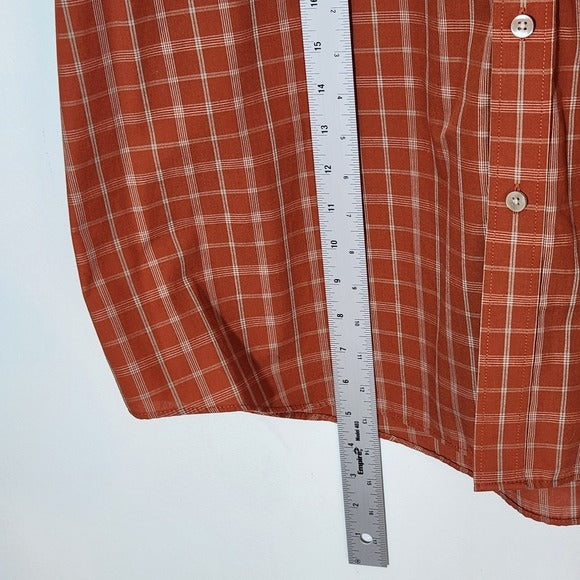 Van Heusen Orange Plaid Short Sleeve Button-Down Shirt Size XL