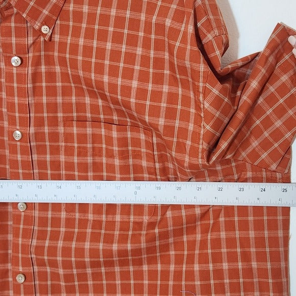 Van Heusen Orange Plaid Short Sleeve Button-Down Shirt Size XL