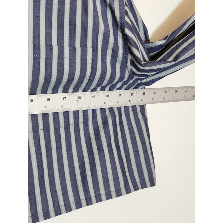 Cotton On Blue Stripe Cropped Dad Shirt Size Large NWT