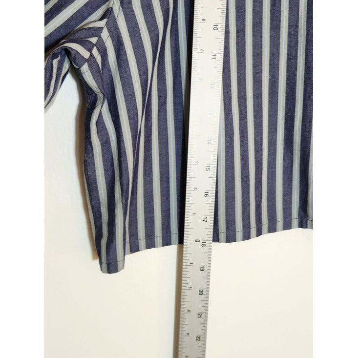 Cotton On Blue Stripe Cropped Dad Shirt Size Large NWT
