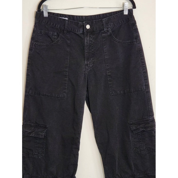 Zara Black Wide Leg Cargo Pants Size 10