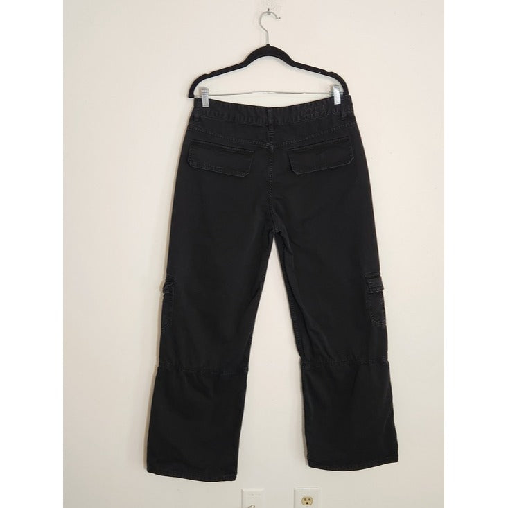 Zara Black Wide Leg Cargo Pants Size 10