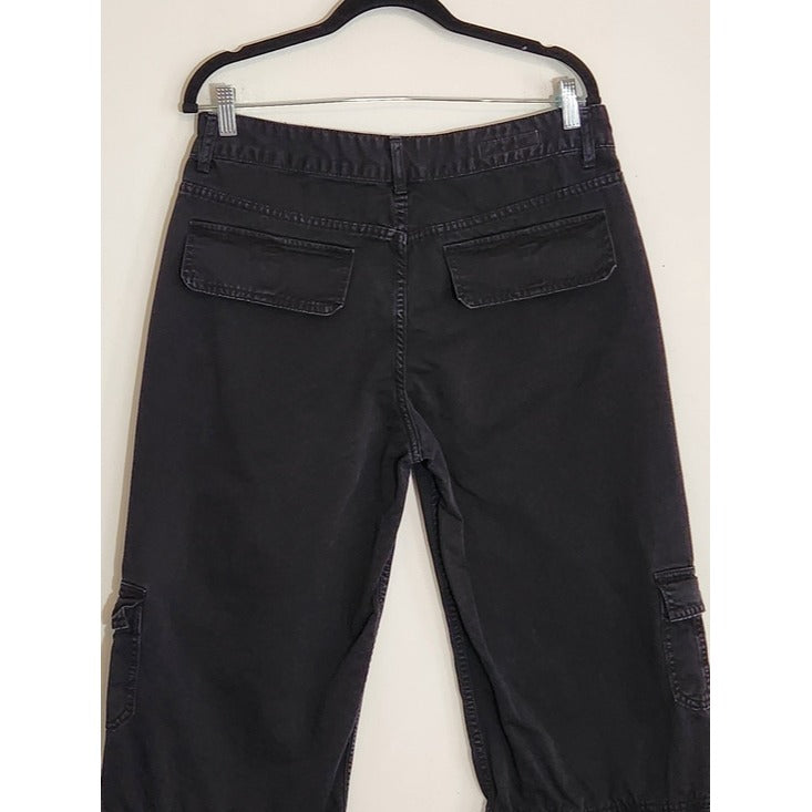 Zara Black Wide Leg Cargo Pants Size 10
