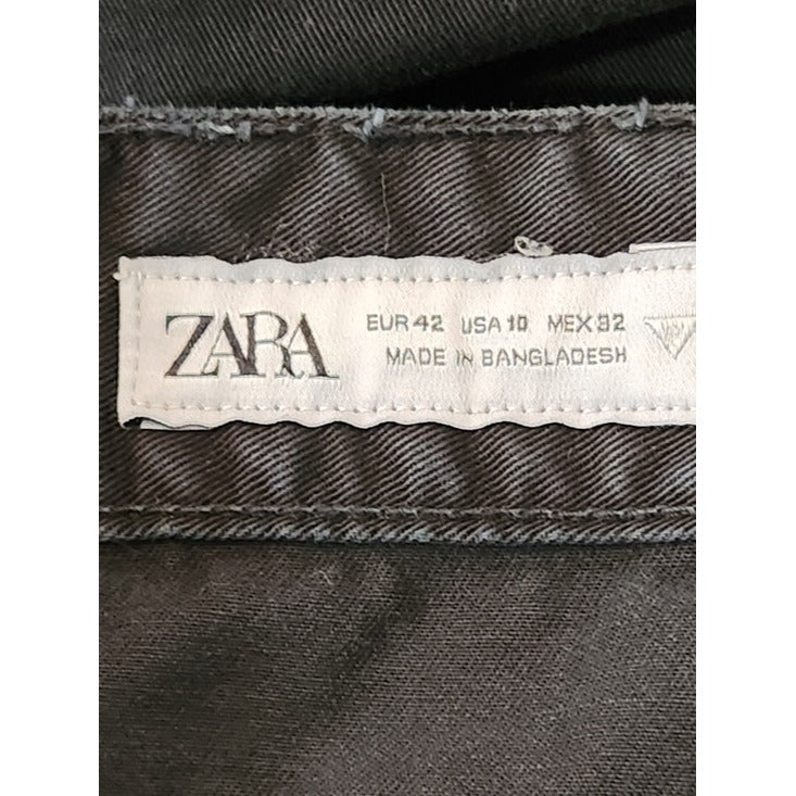 Zara Black Wide Leg Cargo Pants Size 10