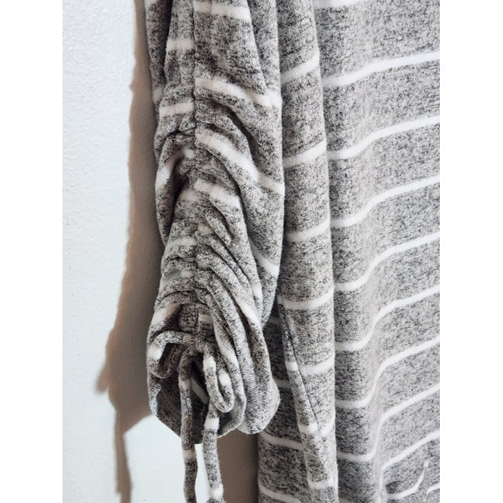Studio 1886 Gray and White Stripe Soft Knit Top Size 1X