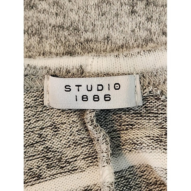Studio 1886 Gray and White Stripe Soft Knit Top Size 1X