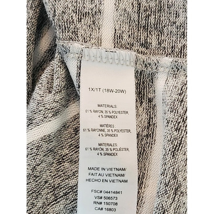 Studio 1886 Gray and White Stripe Soft Knit Top Size 1X