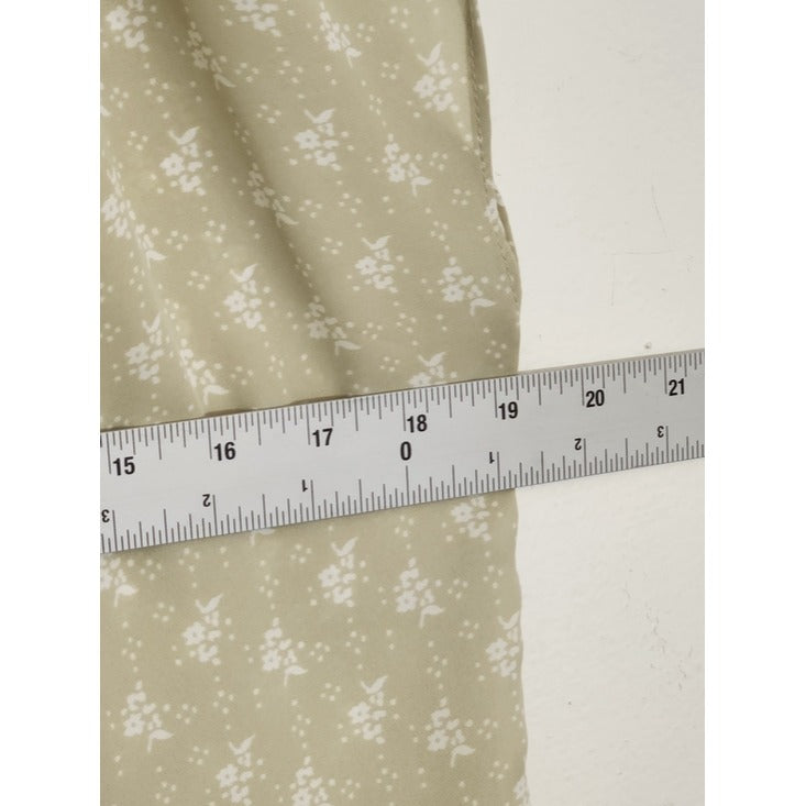 Lauren Conrad Pale Sage Green and White Floral Print Blouse Size Small