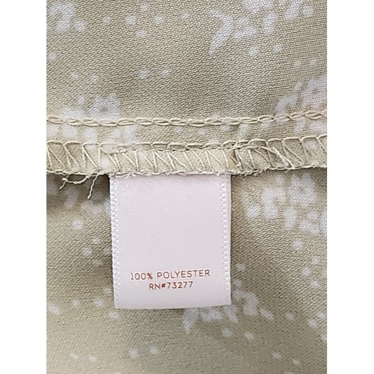 Lauren Conrad Pale Sage Green and White Floral Print Blouse Size Small