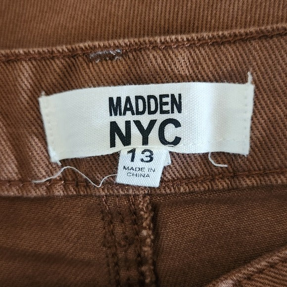 Madden NYC Wide Leg Brown Distressed Jeans NWT Size 13