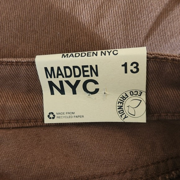 Madden NYC Wide Leg Brown Distressed Jeans NWT Size 13