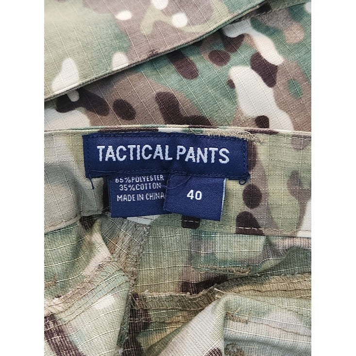 Tactical Pants Mens Green and Tan Camo Utility Cargo Pants Size 40