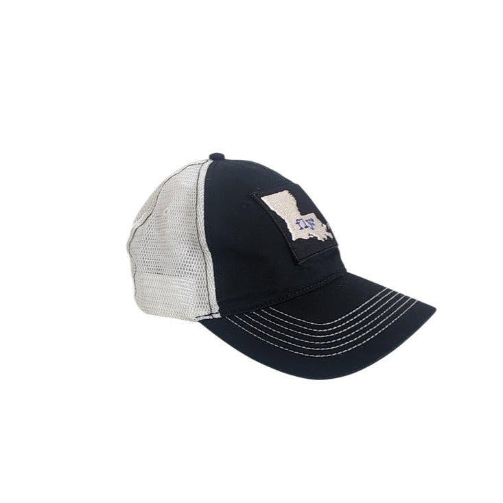 DIstrict Black and White Fly Louisiana Trucker Baseball Hat One Size