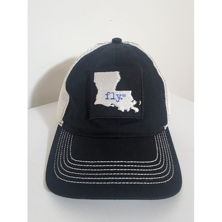 DIstrict Black and White Fly Louisiana Trucker Baseball Hat One Size