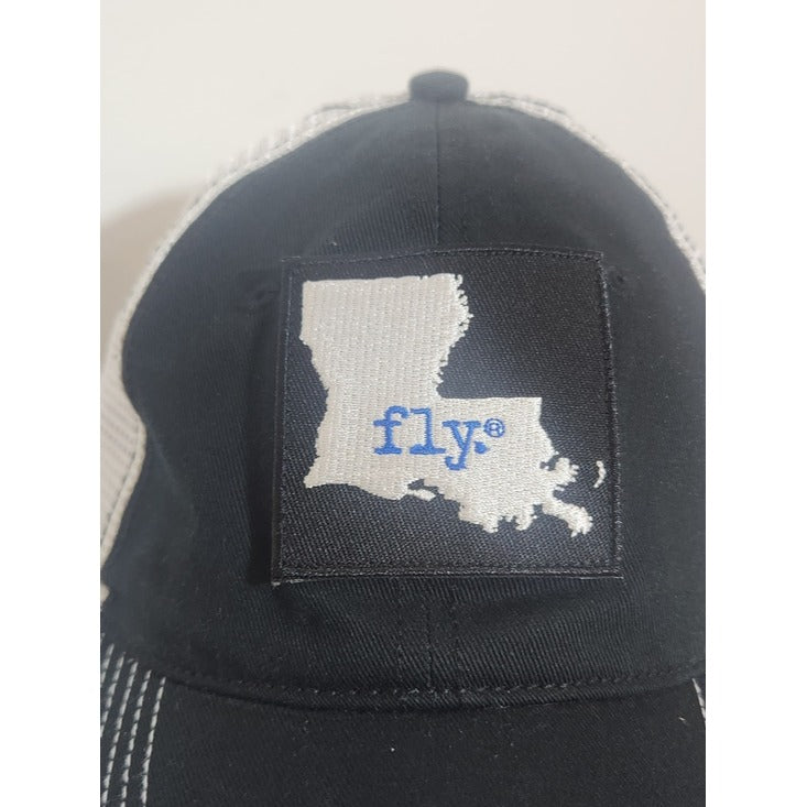 DIstrict Black and White Fly Louisiana Trucker Baseball Hat One Size