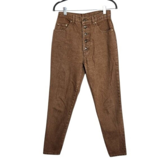 Boom Boom Jeans Brown High Rise Button-Fly Tapered Leg Jeans Size 9/10