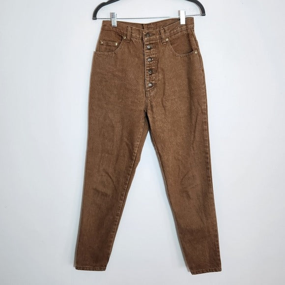 Boom Boom Jeans Brown High Rise Button-Fly Tapered Leg Jeans Size 9/10