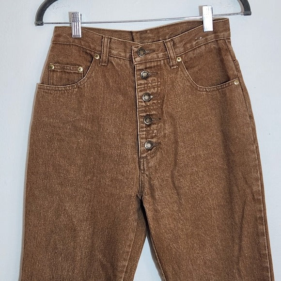 Boom Boom Jeans Brown High Rise Button-Fly Tapered Leg Jeans Size 9/10
