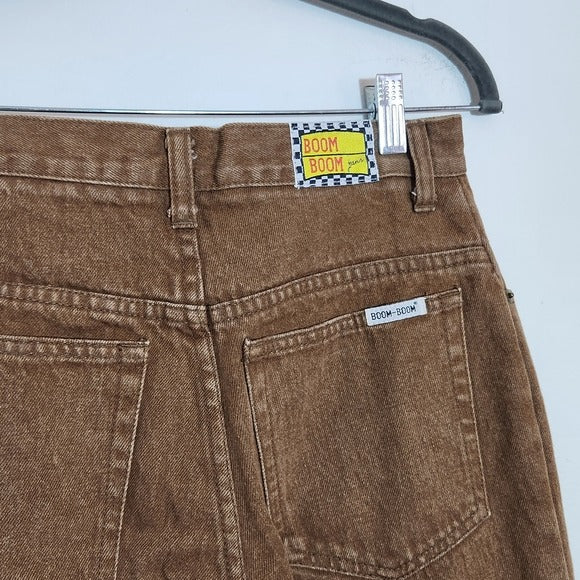 Boom Boom Jeans Brown High Rise Button-Fly Tapered Leg Jeans Size 9/10