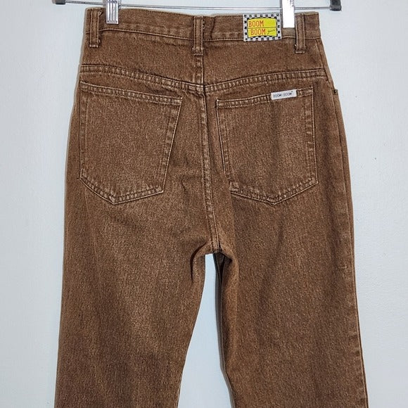 Boom Boom Jeans Brown High Rise Button-Fly Tapered Leg Jeans Size 9/10
