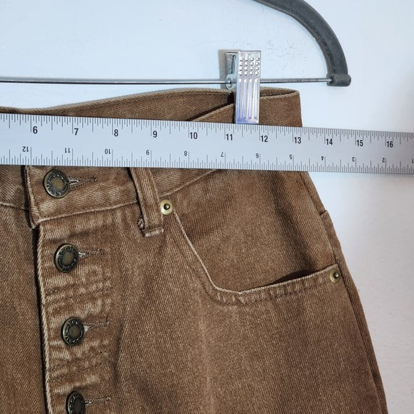 Boom Boom Jeans Brown High Rise Button-Fly Tapered Leg Jeans Size 9/10