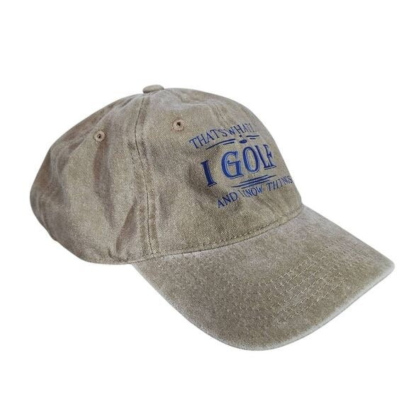 Brown Funny Golf Baseball Hat One Size Brown and Navy Distressed Golf Hat