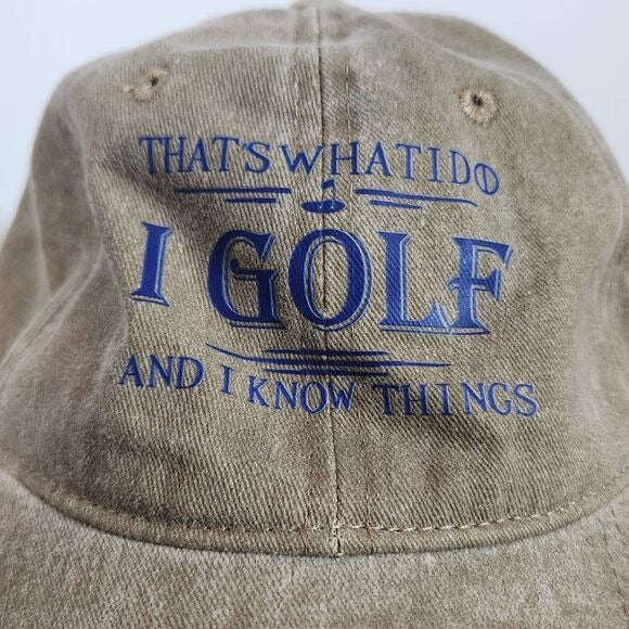 Brown Funny Golf Baseball Hat One Size Brown and Navy Distressed Golf Hat
