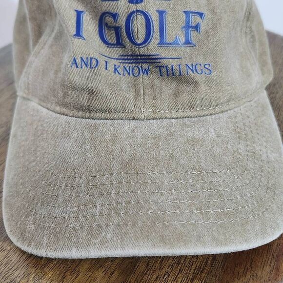 Brown Funny Golf Baseball Hat One Size Brown and Navy Distressed Golf Hat