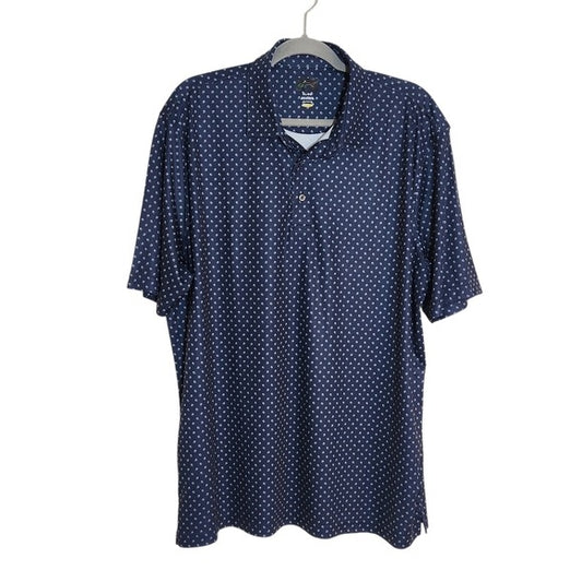 Greg Norman Navy Print Performance Golf Polo Size XL